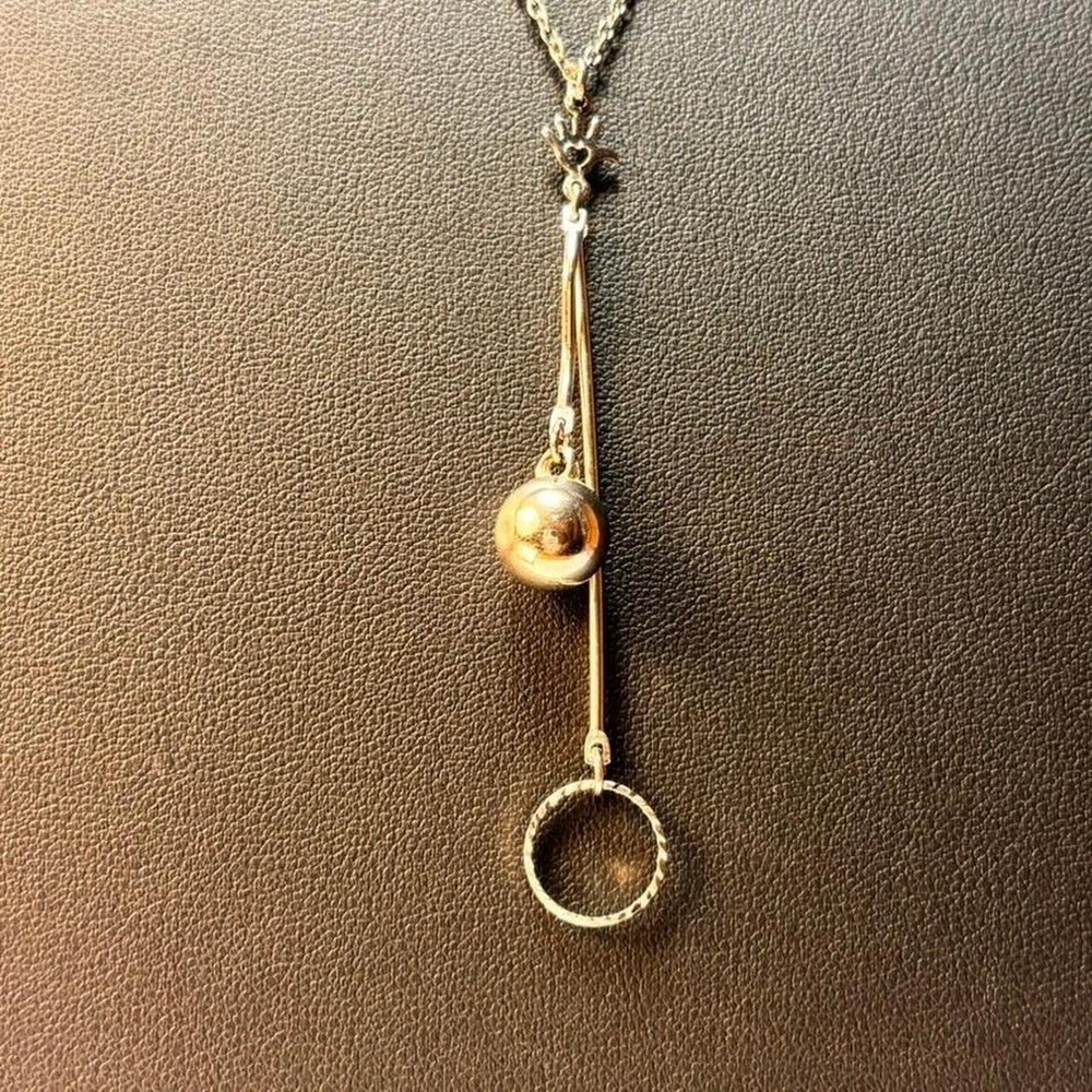 Silver Drop Pendant Necklace‎ Hand Heart Bead Ring Boho Whimsygoth Statement 90s